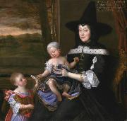 John Michael Wright Portrait of Mrs Salesbury with her Grandchildren Edward and Elizabeth Bagot Oil on canvas oil painting artist